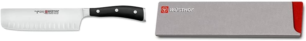 Wusthof Wüsthof Nakiri Knife Classic Ikon (4187-7/17) 17 cm Blade with Knobs Forged Rustproof Extremely Sharp Japanese Chopper Knife for Vegetable & Blade Protectors (9920-5)