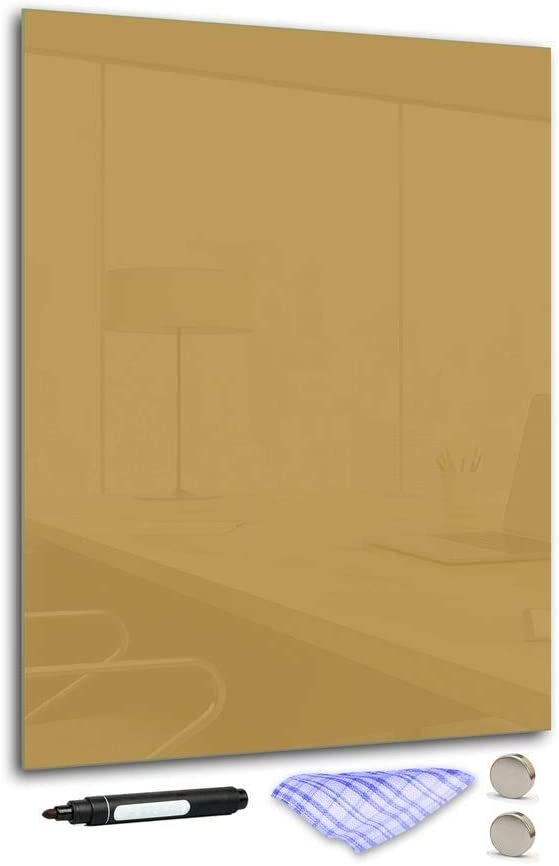 DekoGlas Decorative Glass Magnetic Board 90 x 65 cm in Various Colours with Pen, Cloth and Magnets