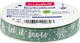 Profissimo gift ribbon green with lettering \"let it snow\", 2 m