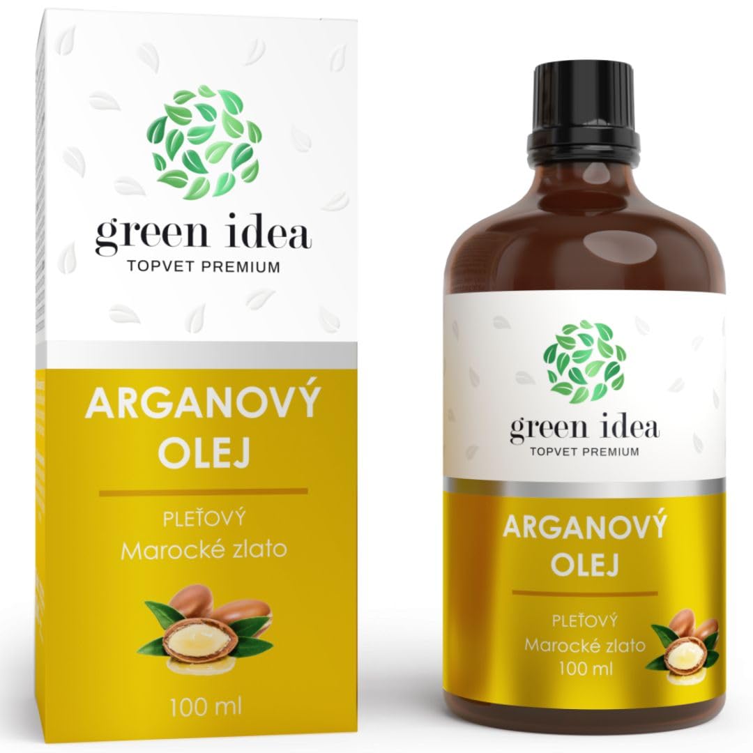 Green idea - Argan Oil - 100% Pure, Natural and Cold Pressed - Face, Body, Hair, Beard, Nails - Vegan and Cruelty Free - Argan Oil - Glass Bottle 100 ml