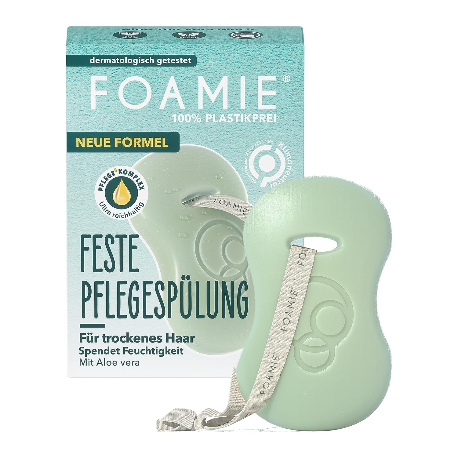 Foamie Firm Conditioner Dry Hair with Aloe Vera, Conditioner Hair for Intensive Moisture, Hair Care 100% Vegan, Plastic-Free, 45 g