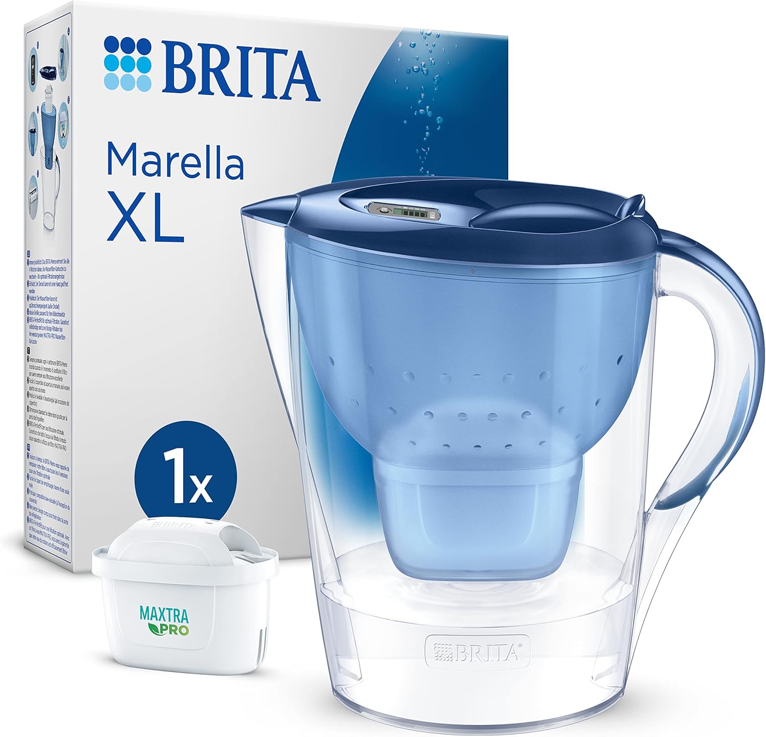 BRITA Store Brita Marella XL+1 Maxtra Pro PP Filter Jug, Blue, Polypropylene, 3.5L, 150L