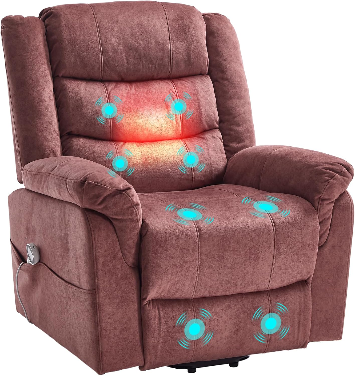Asukale Store Electric TV Chair with Standing Aid, Relaxing Chair, Massage Chair with Heat Function, Reclining Function, Remote Control, Adjustable, Sleep Function and Footrest, up to 230 kg, Brown Fabric