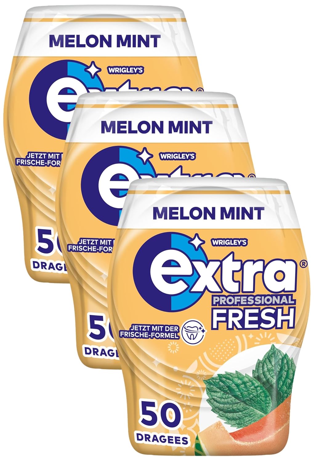 EXTRA Store Extra Professional Fresh Chewing Gum, Melon Mint, 50 dragees (Pack of 3)