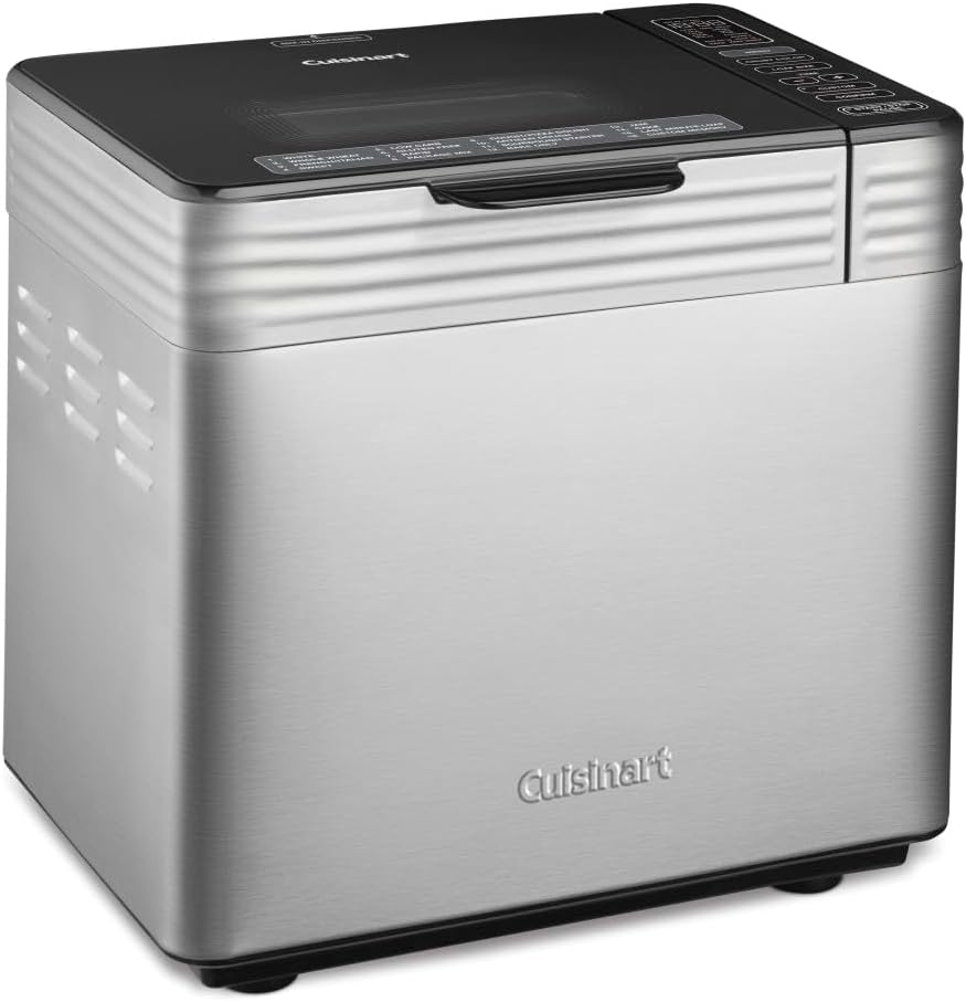 Cuisinart Convection Bread Maker Machine-16 Menu Options, 3 Loaf Sizes up to 2 lbs, 3 Crust Colours, Includes Measuring Cup + Spoon & Kneading Hook, CBK-210, 12.25 inches x 8.85 inches x 13 inches,