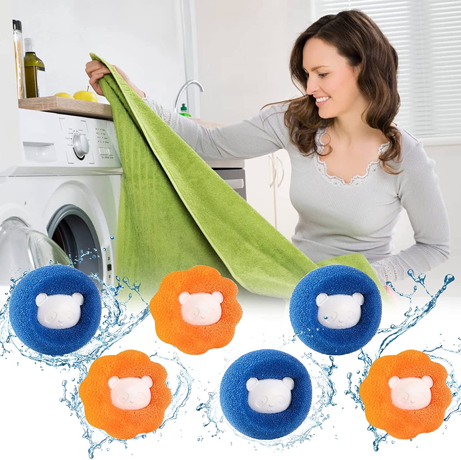 Bredeco Pet Hair Remover Washing Machine, Lint Balls Washing Machine, Anti-Hair Balls Washing Machine, Reusable Washing Machine Hair Catcher that Removes Lint from Clothes and Prevents Tangles