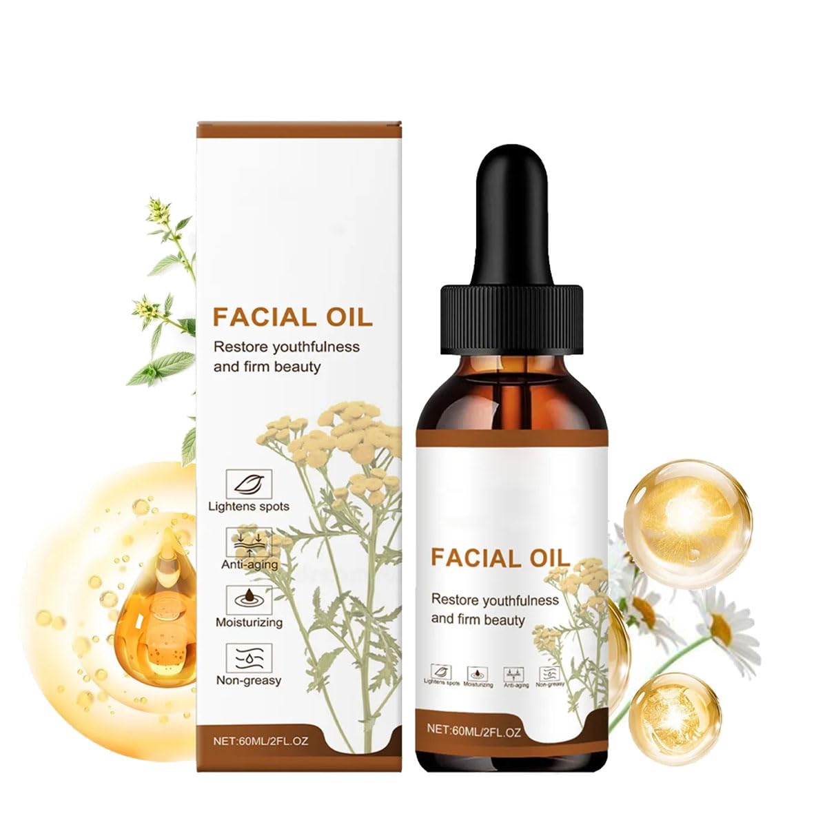 Generic Paracress Facial Oil, 60 ml Natural and Organic Facial Oil, Hydrating and Moisturising Skin, Suitable for All Skin Types (1 Piece)