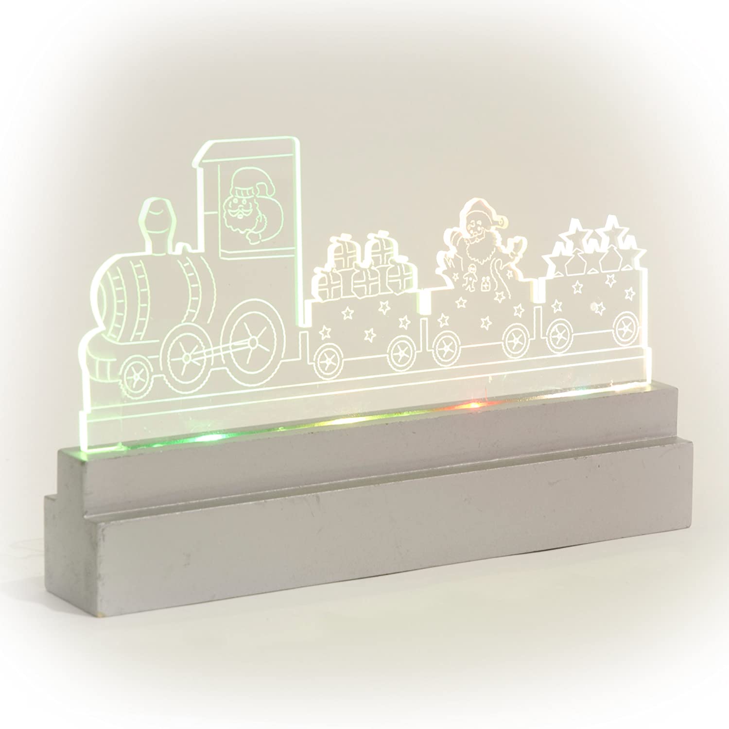 WeRChristmas 23 cm Pre-Lit Santa Train Acrylic Table and Window Christmas Decoration with Colour Changing LED Lights
