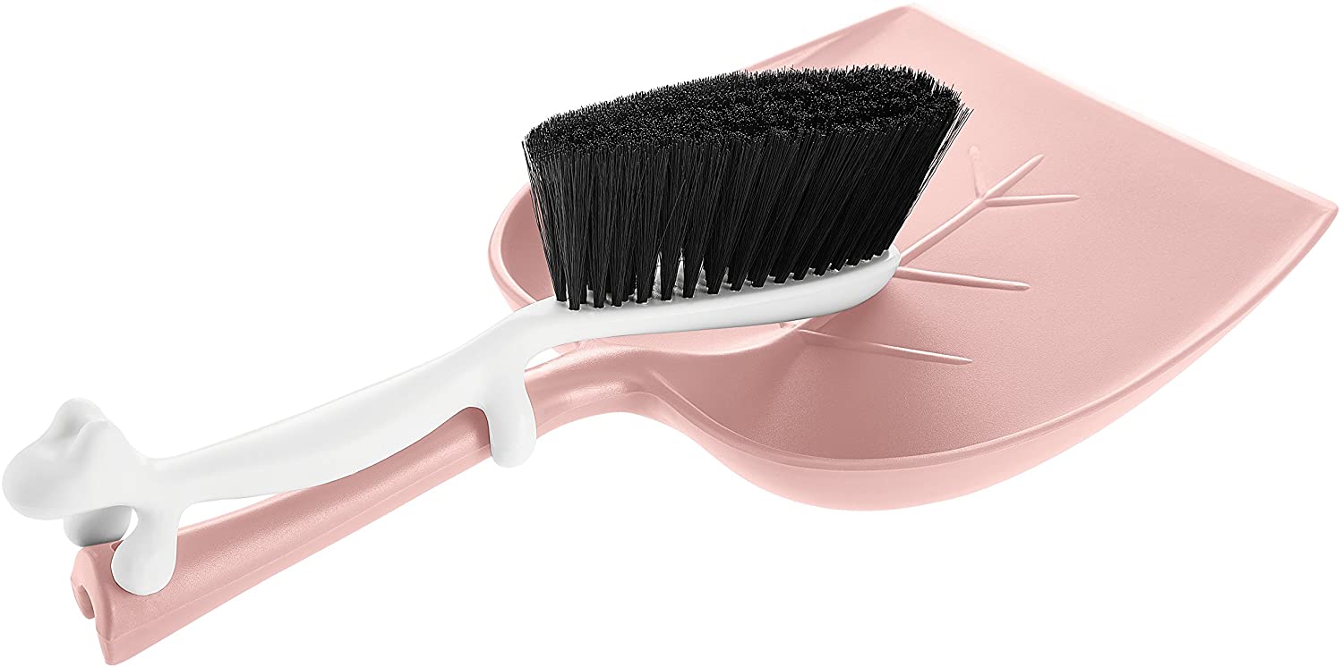 Koziol Dustin Dustpan And Brush Set, Pink With White, 24.5 X 41.5 X 6.5 Cm 