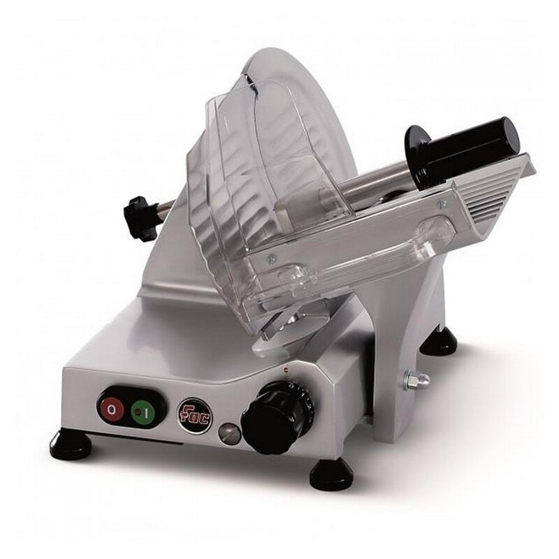 Fac - All-purpose slicer, electric gravity feed, CE household model F 195 with removable sharpener