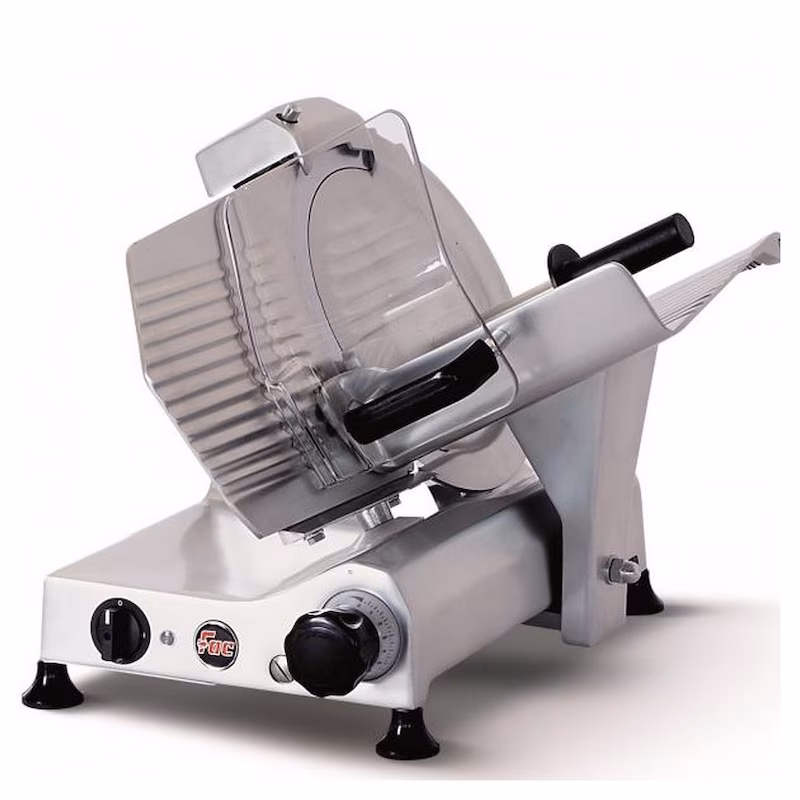 Fac - All-purpose slicer, electric gravity feed, CE household model F 300 E with fixed sharpener