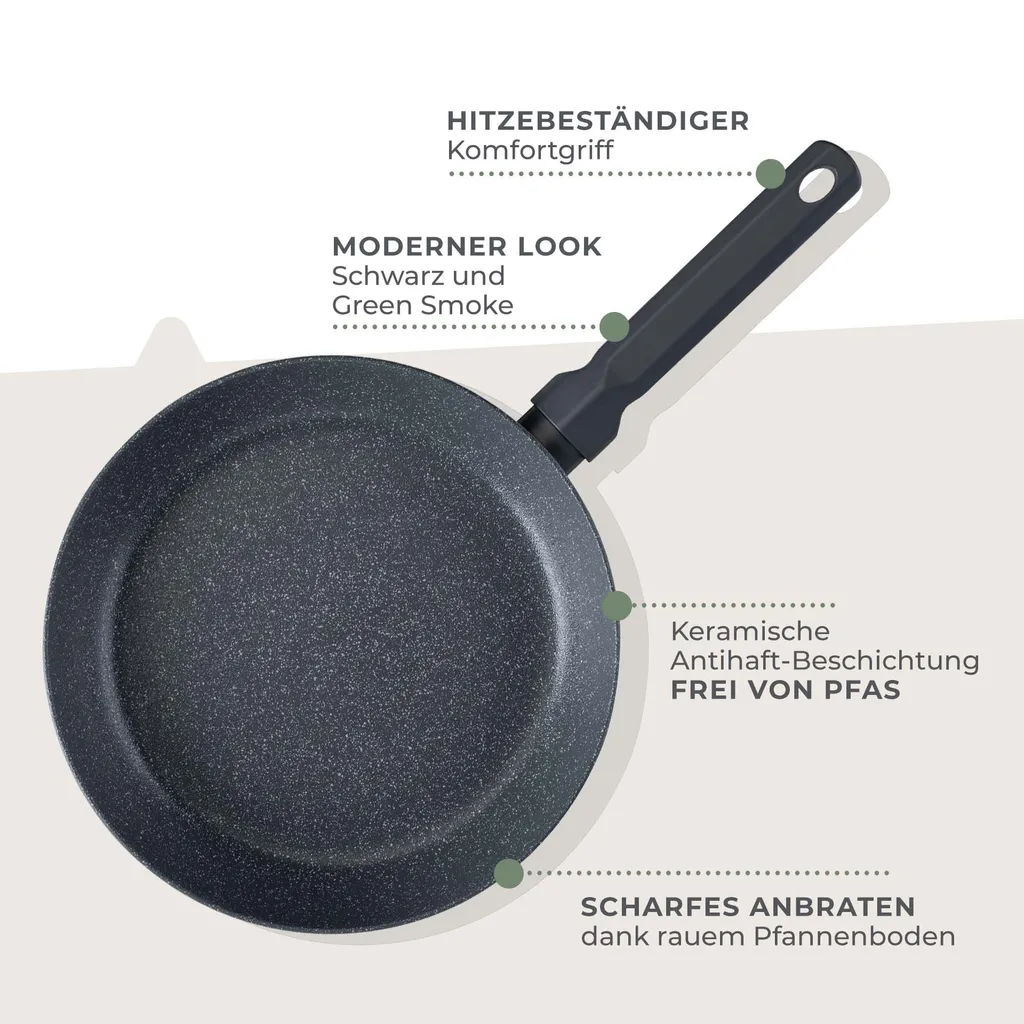 Fackelmann Balance 28cm frying pan, recycled aluminum, ceramic non-stick coating, induction compatible, heat-resistant handle, 3-year guarantee, -free