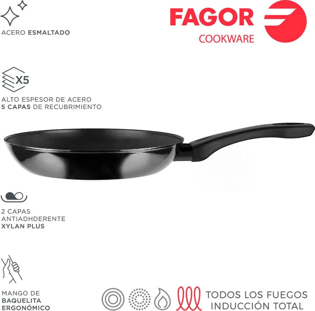 FAGOR Indutherm frying pan made of black enamelled steel (Ø 26 cm)