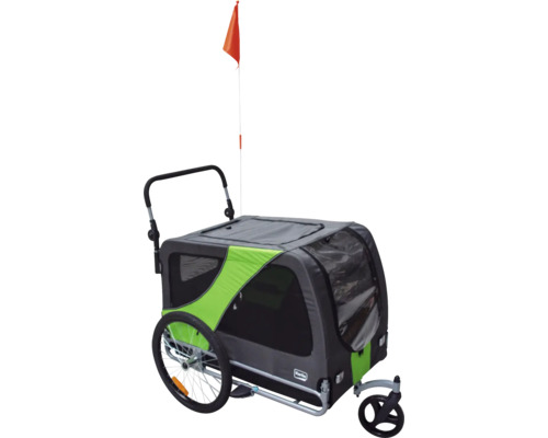 Karlie GO XL bicycle trailer approx. 144 x 74 x 84 cm, cabin approx. 90 x 56 x 63 cm, for dogs up to 45 kg grey/green