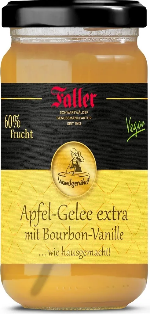 Faller Jams Faller Apple Jelly with Bourbon Vanilla – Fine Black Forest Delight, 330g