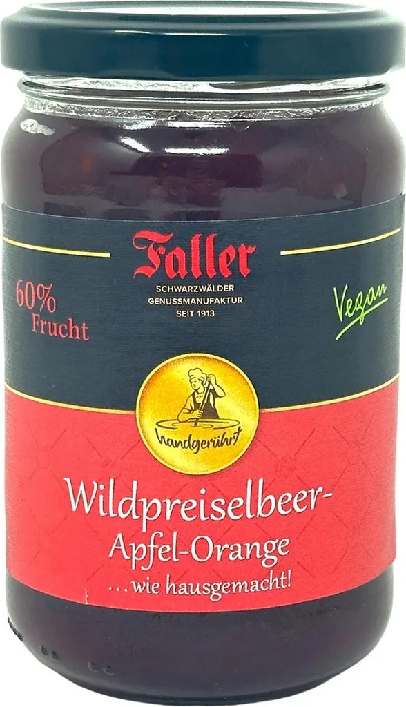 Faller Jams Faller Wild Cranberry-Apple-Orange Jam – Homemade Delight from the Black Forest