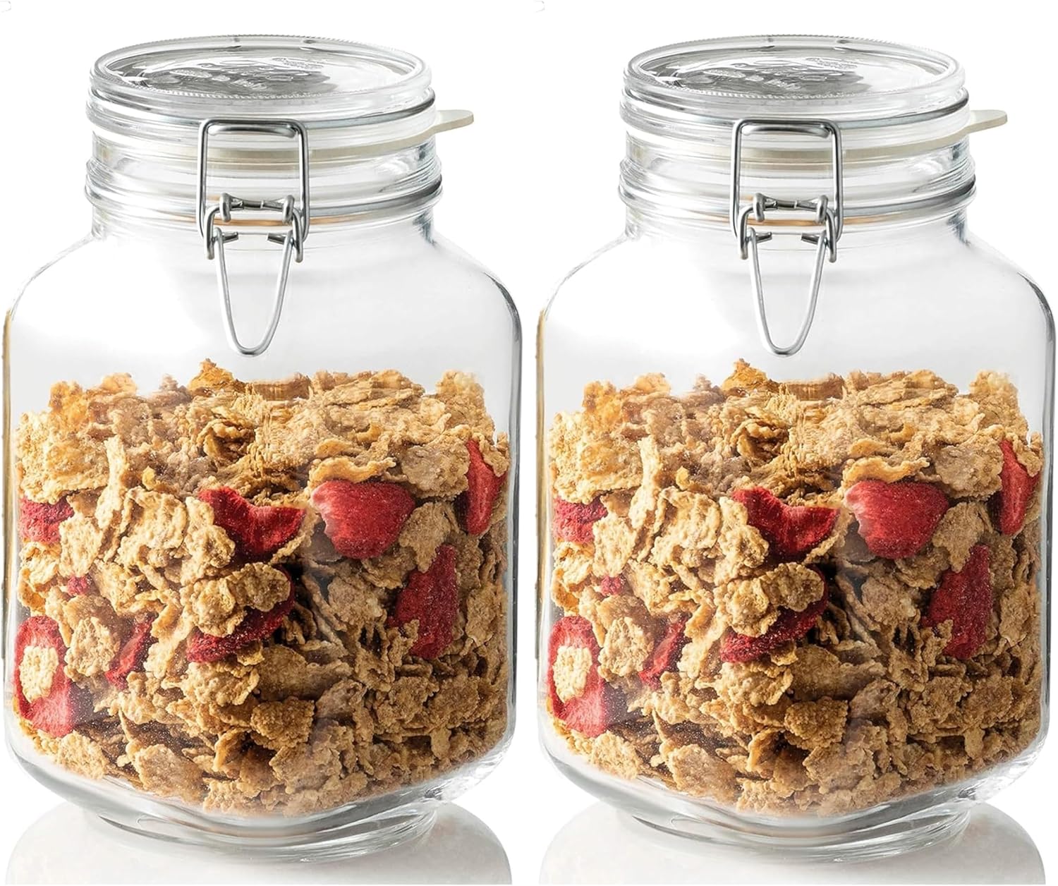 Bormioli Rocco Fido Swing Top Jar with Glass Lid – Capacity: 2 Liters – Pack of 2