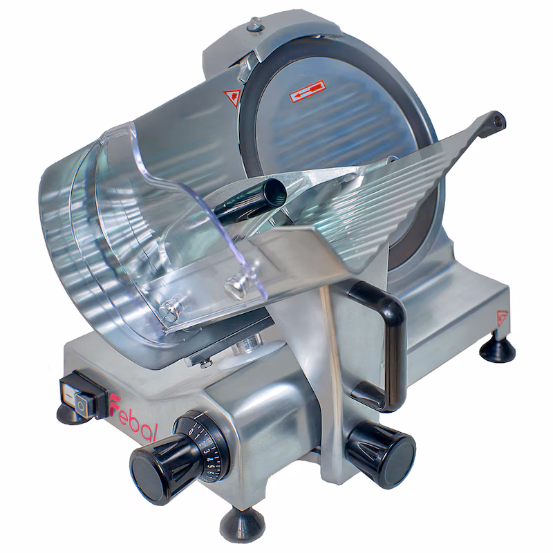 Febal 220 professional slicer with a 220 mm blade. With a maximum cutting thickness of 12 mm.