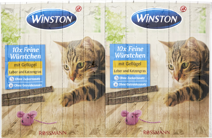 Winston Fine sausages with poultry, liver and cat grass