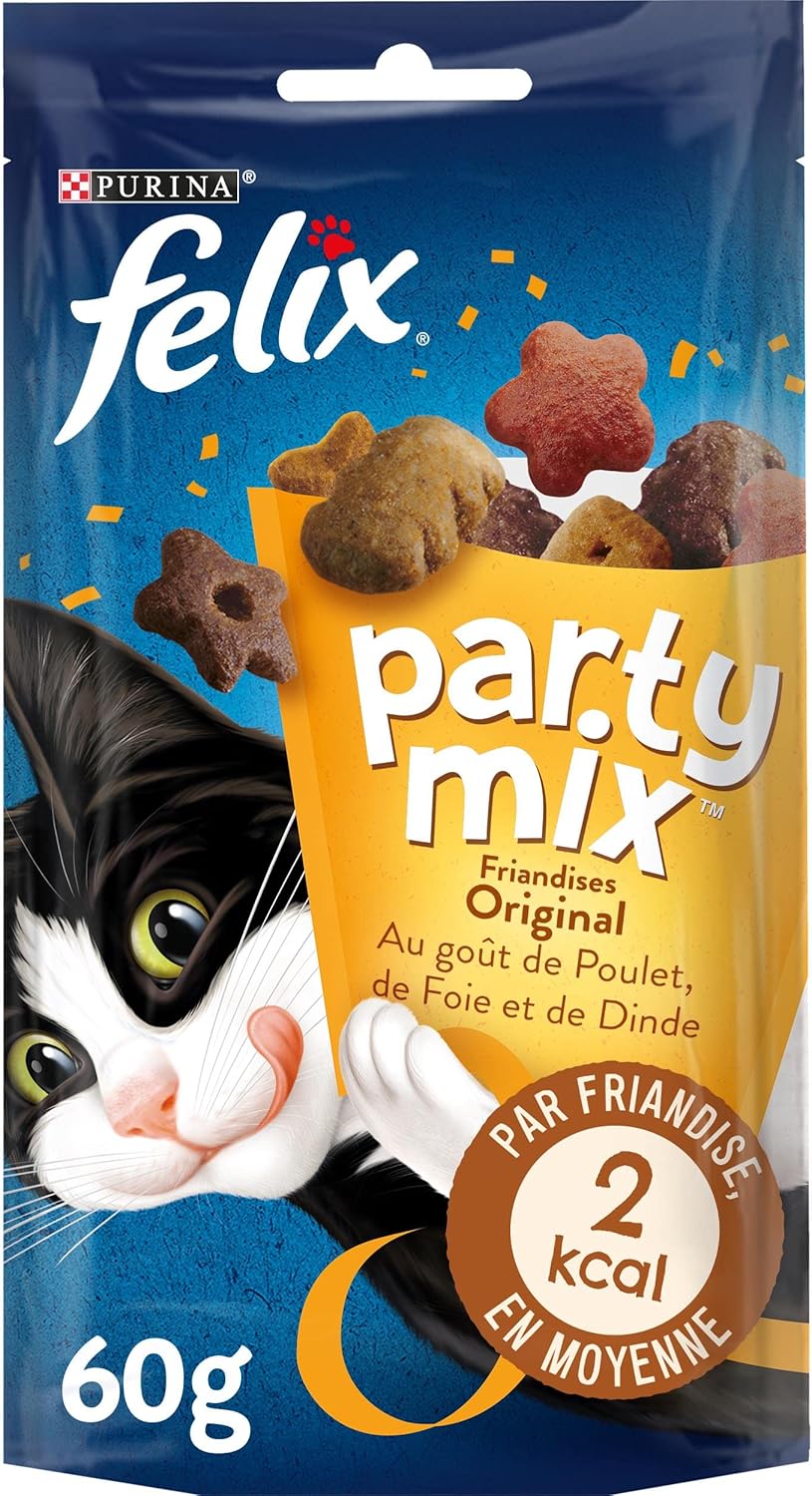 Felix Snack Party Mix original Huhn, Leber & Truthahn Geschmack, 8er-Pack (8 x 60g)
