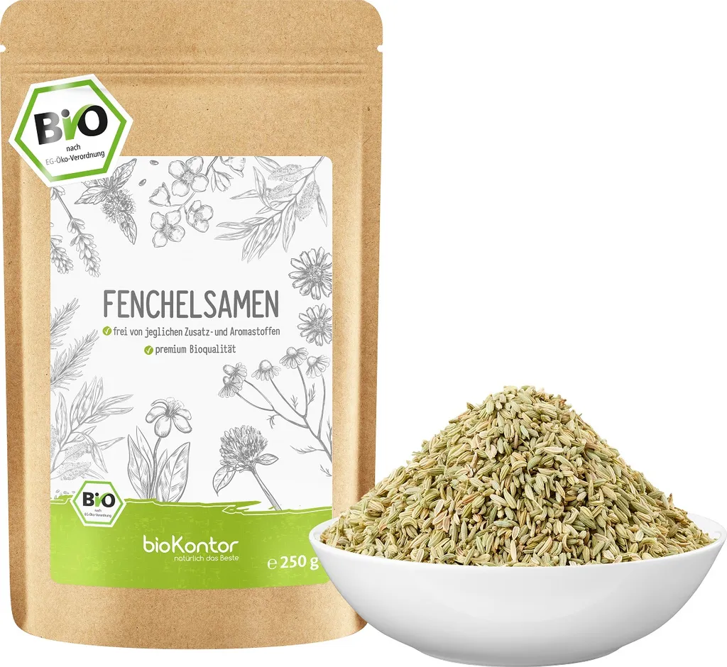 Sweet whole fennel seeds 250g | 100% natural fennel tea | Spice | Best quality from bioKontor 250g