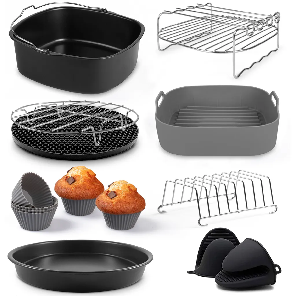 Fentic Air Fryer Accessories – 19-Piece Set – Suitable for XL and XXL Air Fryer – Includes Silicone Air Fryer Mold and Electronic Recipe Book
