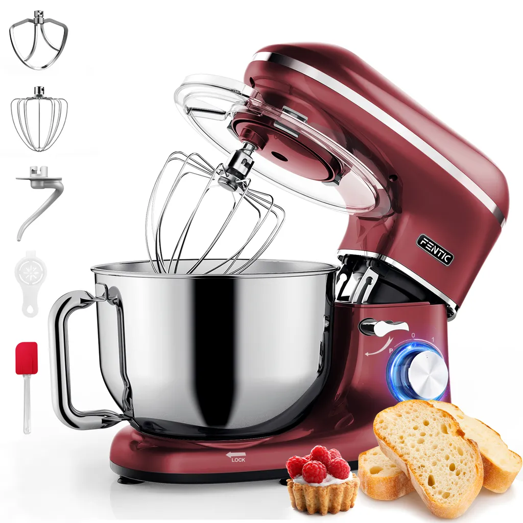Fentic 2000W Kitchen Machine – Kneading Machine, Mixer, 6.2L Stainless Steel Bowl, 6 Speeds, Pulse Function
