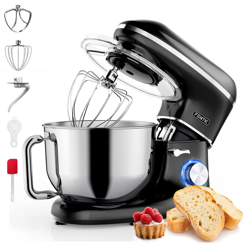 Fentic 2000W Food Processor – Kneading Machine, Mixer, Whisk, Dough Hook, Mixing Hook, 6.2L Stainless Steel Bowl, 6 Speeds, Pulse Function