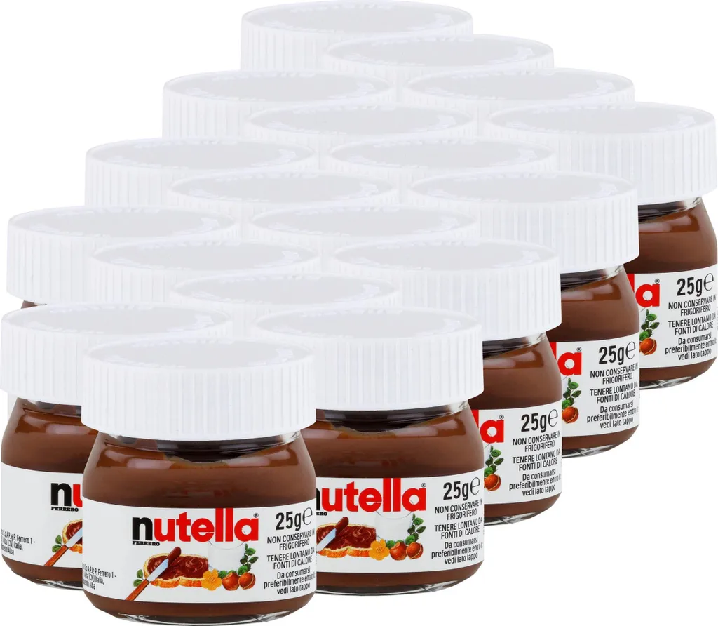 Ferrero Nutella Mini Glass Chocolate Spread 25g - Hazelnut-Nougat (18-pack) 450g