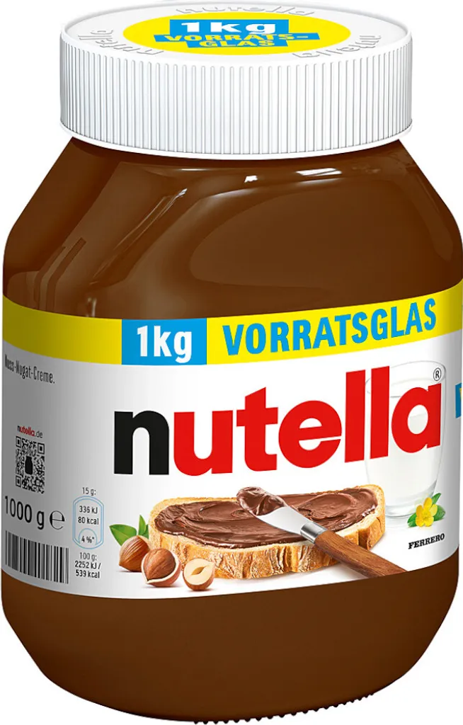 Ferrero Nutella hazelnut-nougat cream, creamy consistency, 1000g jar
