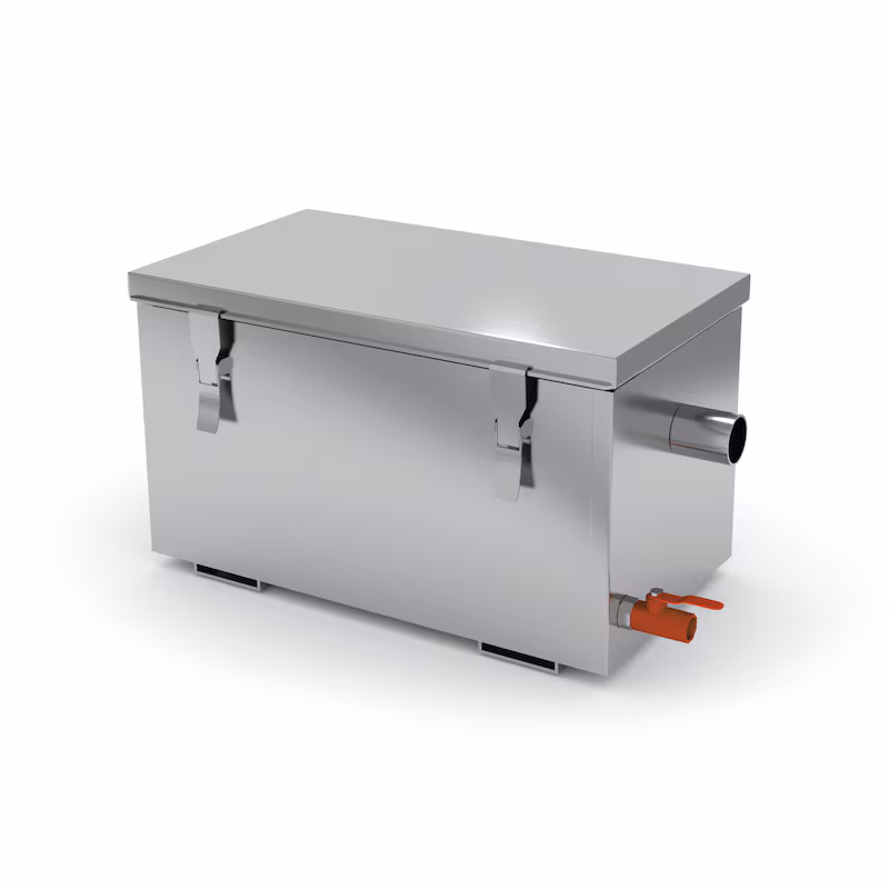 Grease separator 180 liters; sludge trap 45 liters, grease separation chamber 135 liters