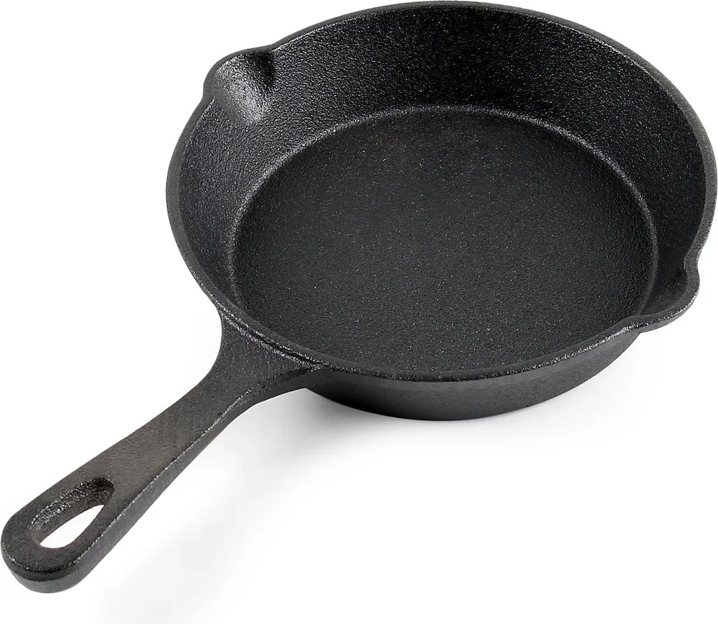 Wiltec Cast iron fire pan with handle Ø16cm, suitable for all types of cookers, also for outdoor use, non-stick