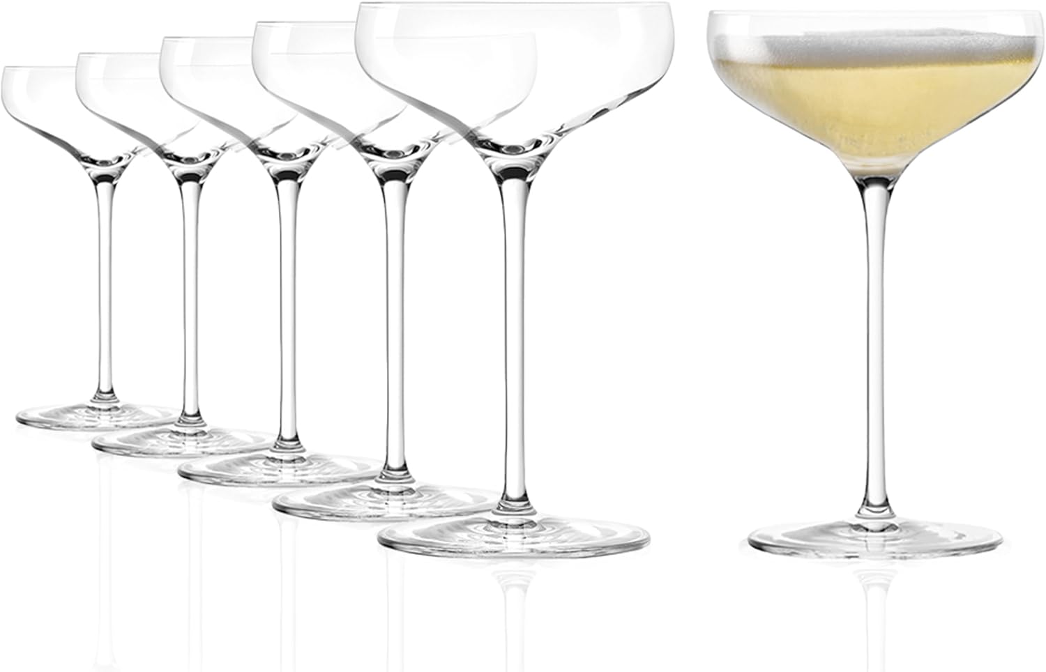 Stölzle Lausitz Twist Champagne Bowl, Set of 6, 220 ml, Elegant Champagne Glasses, Also Ideal for Sparkling Wine & Cocktails, High-Quality Coupette Crystal Glasses, Dishwasher & Shockproof, Made in