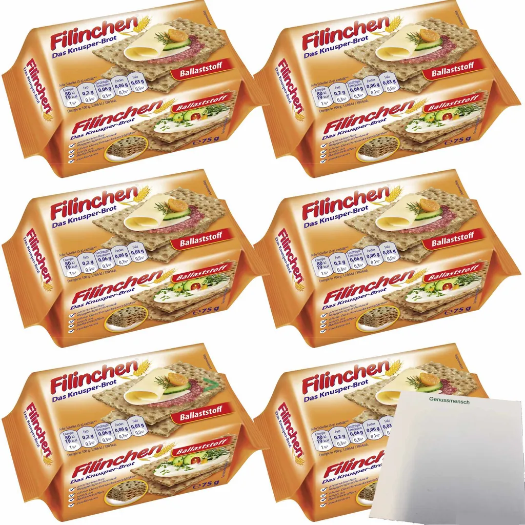Filinchen the crispy bread fiber 6-pack (6x75g pack) + usy block
