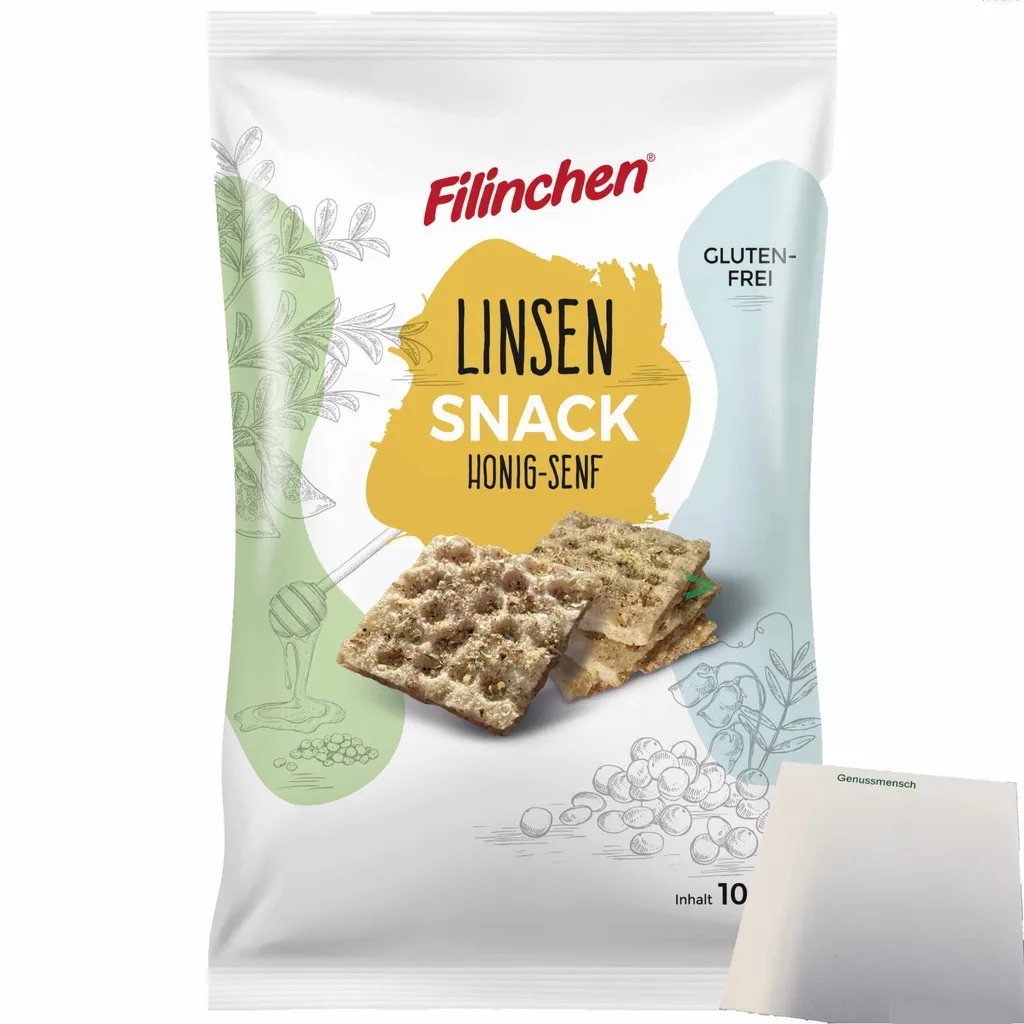 Filinchen Pea Snack Honey Mustard Crackers (100g pack) + usy block