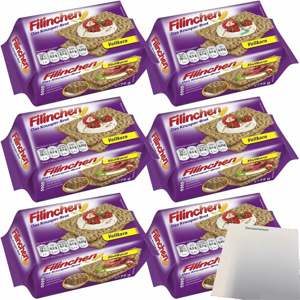 Filinchen Whole Grain Crispy Bread 6-pack (6x75g pack) + usy Block