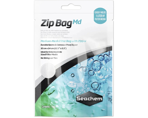 Seachem Zip Bag filter media bag, mesh bag M approx. 32 x 14 cm, for approx. 1 L, mesh size approx. 2.3 mm