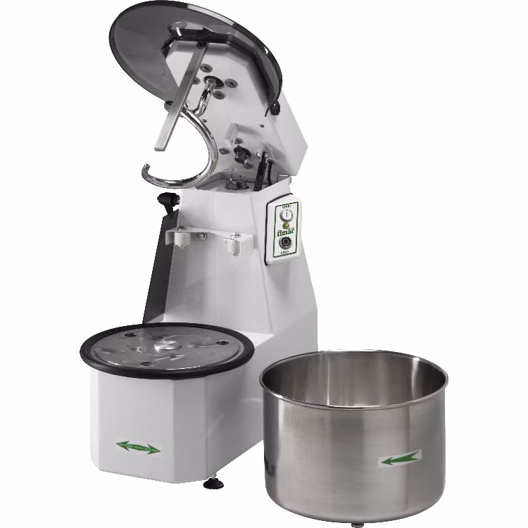Fimar spiral mixer with liftable head and removable 16-liter bowl, mixing capacity 12 kg, V.400/3, mod.12CNS/T