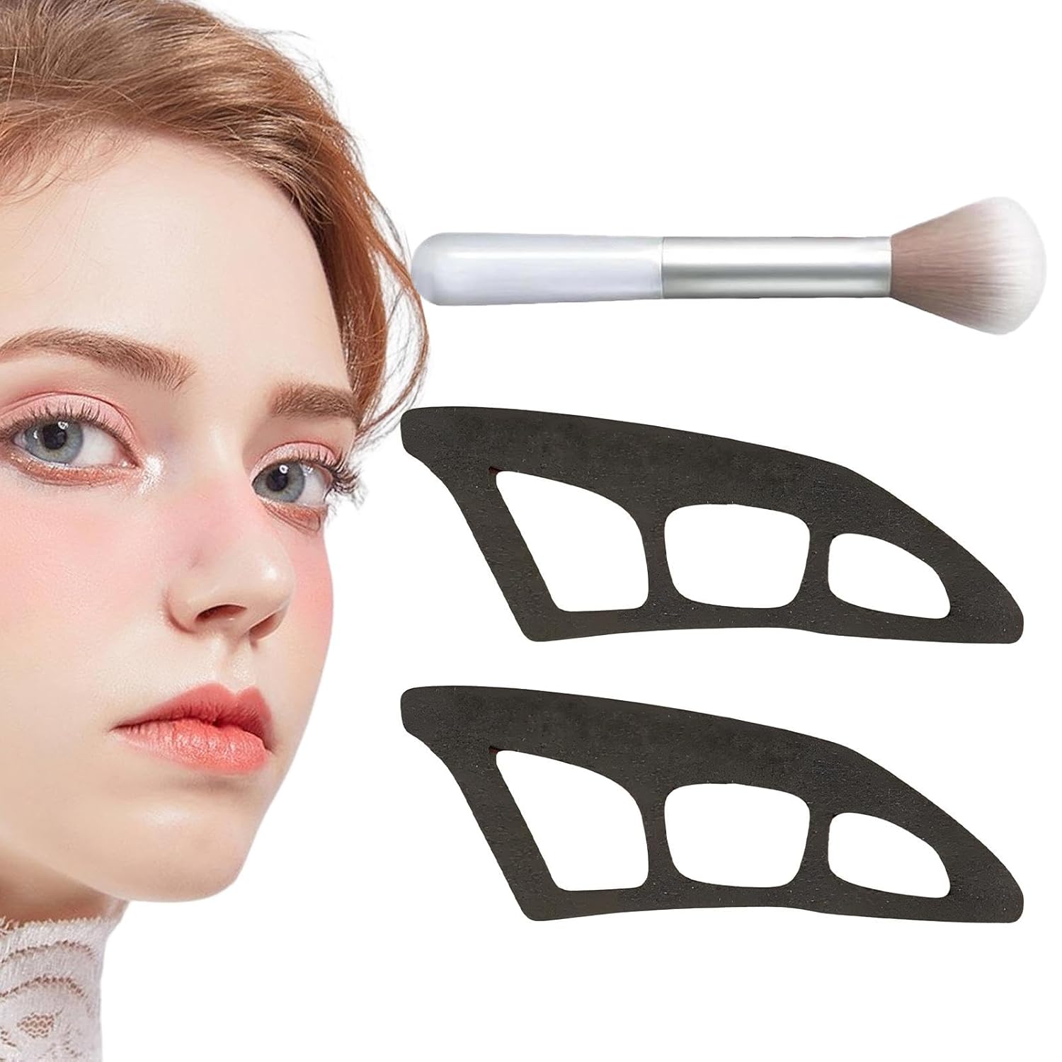 Yulokdwi Set of 2 Eyetour Eyeshadow Tool, Eyeshadow Stencil, Eyeshadow Stencil, Eyeshadow Tool Set with Makeup Brush, Quick Make Up Eyeliner Stencils Auxiliary Tool