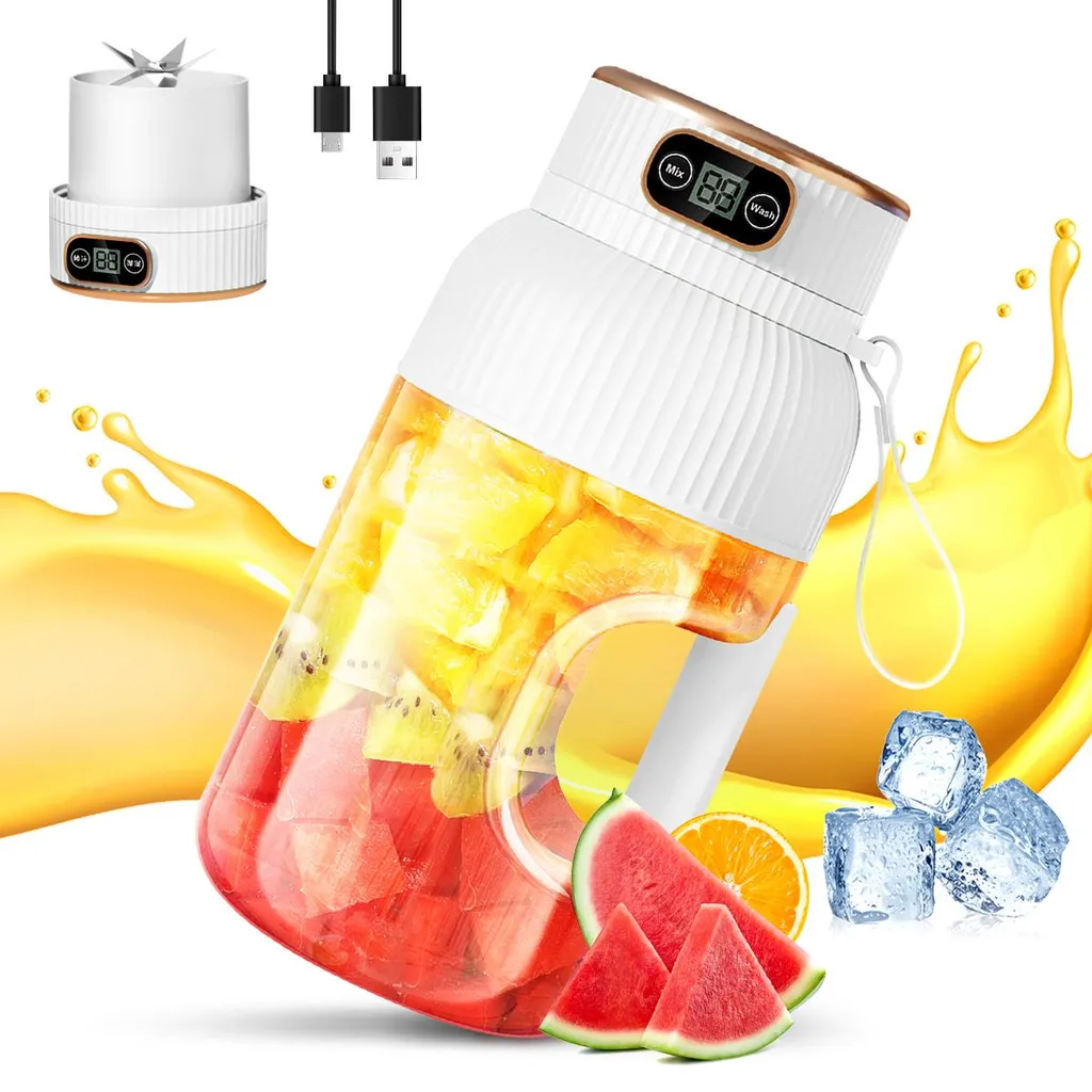 Fine Life Pro Portable Blender, Smoothie Maker to go, Blender, 1200ml Cup, Powerful Mini Blender, Cordless & Rechargeable, White
