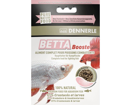 Dennerle Betta Booster fish food, staple food for fighting fish with color booster, 12 g, 30 ml