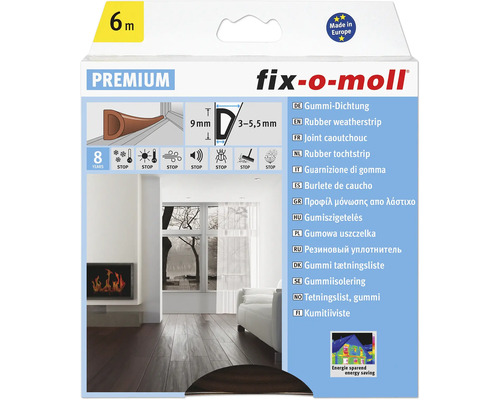fix-o-moll D-profile seal self-adhesive brown 6 m 6 x 9 mm