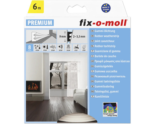 fix-o-moll E-profile seal self-adhesive white 6 m 4 x 9 mm