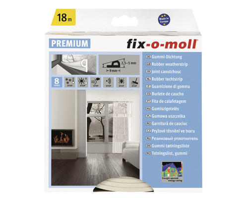 Fix-o-Moll P-profile seal self-adhesive 9 mm x 18 m