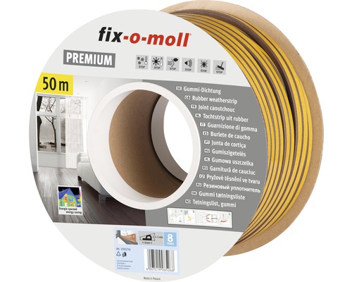 fix-o-moll P-profile seal self-adhesive brown 50 m 5.5 x 9 mm