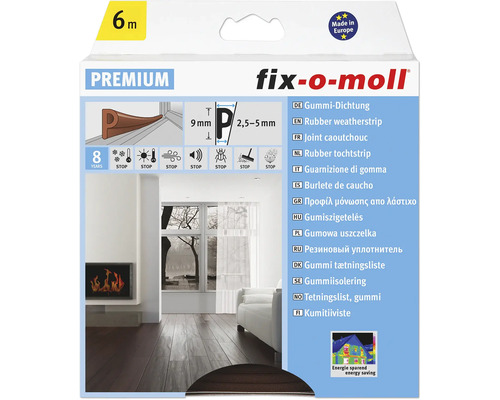 fix-o-moll P-profile seal self-adhesive brown 6 m 5.5 x 9 mm