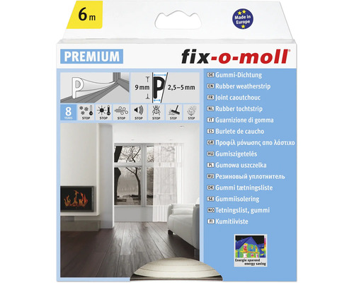 fix-o-moll P-profile seal self-adhesive white 6 m 5.5 x 9 mm