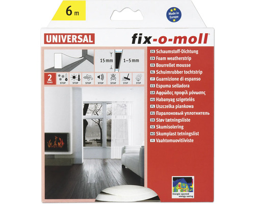 fix-o-moll foam seal self-adhesive white 6 m 6 x 15 mm