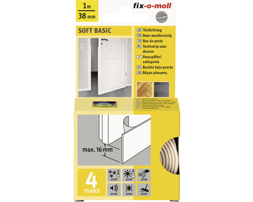 fix-o-moll door seal SOFT BASIC self-adhesive white 1 m x 38 mm