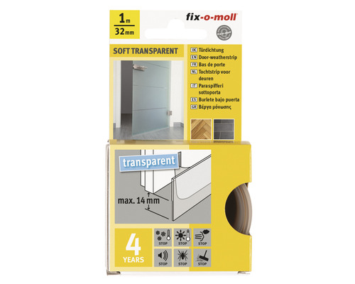 fix-o-moll door seal soft self-adhesive transparent 1 m x 32 mm